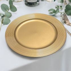 Unterteller / Dekoteller Kunststoff ca.32,5cm - glänzend goldfarbig