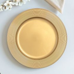 Unterteller / Dekoteller Kunststoff ca.32,5cm - glänzend goldfarbig