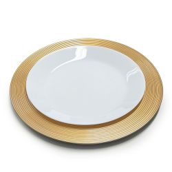 Unterteller / Dekoteller Kunststoff ca.32,5cm - glänzend goldfarbig