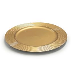 Unterteller / Dekoteller Kunststoff ca.32,5cm - glänzend goldfarbig