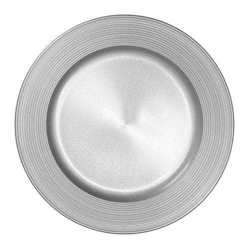 Unterteller / Dekoteller Kunststoff ca.32,5cm - glänzend silberfarbig