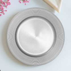 Unterteller / Dekoteller Kunststoff ca.32,5cm - glänzend silberfarbig