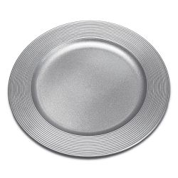 Unterteller / Dekoteller Kunststoff ca.32,5cm - glänzend silberfarbig