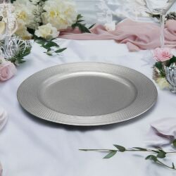 Unterteller / Dekoteller "CLASSIC" Silberfarbig-glänzend Kunststoff ca.32,5cm