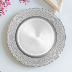 Unterteller / Dekoteller "CLASSIC" Silberfarbig-glänzend Kunststoff ca.32,5cm