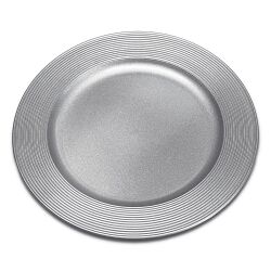 Unterteller / Dekoteller "CLASSIC" Silberfarbig-glänzend Kunststoff ca.32,5cm