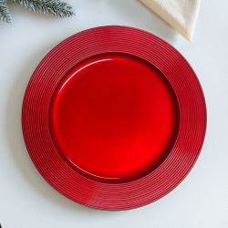 Unterteller / Dekoteller Kunststoff ca.32,5cm - glänzend rot