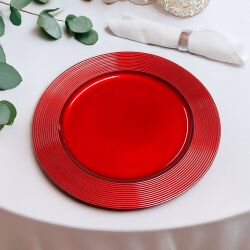 Unterteller / Dekoteller "CLASSIC" Rot-glänzend Kunststoff ca.32,5cm