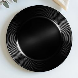 Unterteller / Dekoteller Kunststoff ca.32,5cm - glänzend schwarz