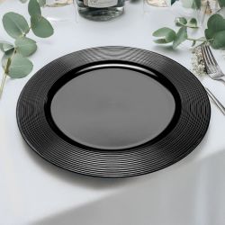 Unterteller / Dekoteller Kunststoff ca.32,5cm - glänzend schwarz