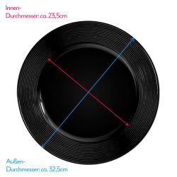 Unterteller / Dekoteller Kunststoff ca.32,5cm - glänzend schwarz