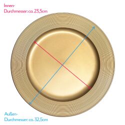 Unterteller / Dekoteller "CLASSIC" Goldfarbig-Matt Kunststoff ca.32,5cm