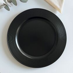 Unterteller / Dekoteller "CLASSIC" Schwarz-Matt Kunststoff ca.32,5cm