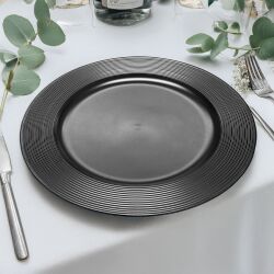 Unterteller / Dekoteller "CLASSIC" Schwarz-Matt Kunststoff ca.32,5cm