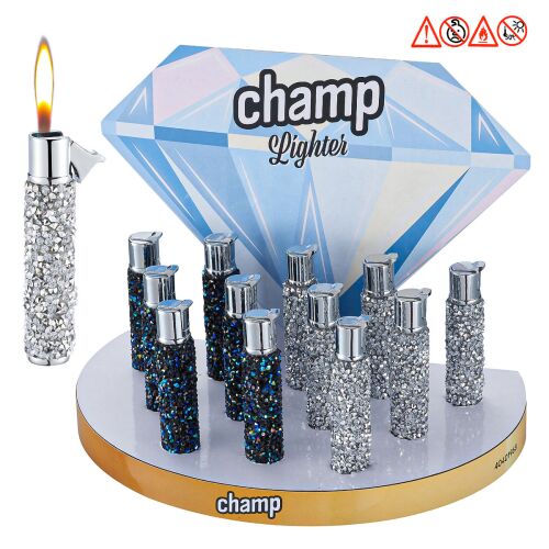 Metallfeuerzeug  " Diamond " mit Strasssteinchen Champ