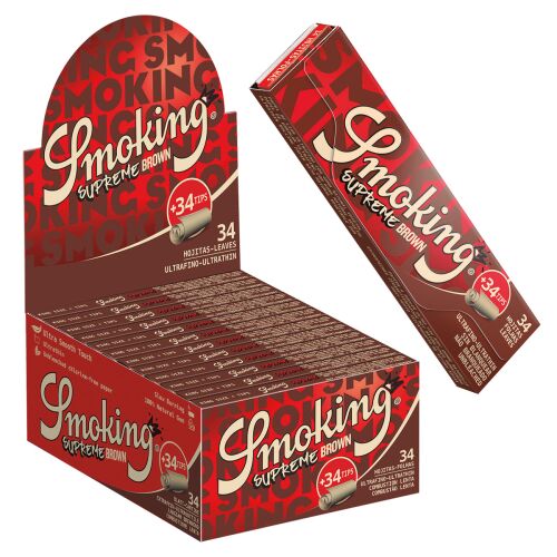 Smoking Supreme BROWN Ultrathin Papers K.S.& Filtertips 24er Box/33 Blatt + 33 Tips