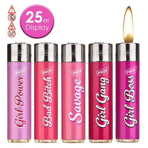 Reibradfeuerzeuge Girl Boss Rund PROF 25er Display