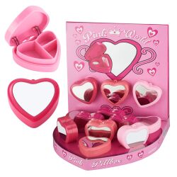 Pillendose " Pink Variation Herzform mit Spiegel "