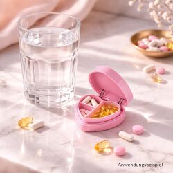 Pillendose " Pink Variation Herzform mit Spiegel "