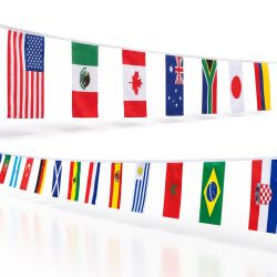 Flaggenkette 32 Länder ca. 10 m – internationale Länderflaggen Girlande