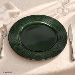 Unterteller / Dekoteller "CLASSIC" Grün-glänzend Kunststoff ca.32,5cm