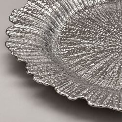 Unterteller / Dekoteller "BLOOM" Silberfarbig Kunststoff ca.32,5cm