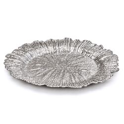 Unterteller / Dekoteller "BLOOM" Silberfarbig Kunststoff ca.32,5cm