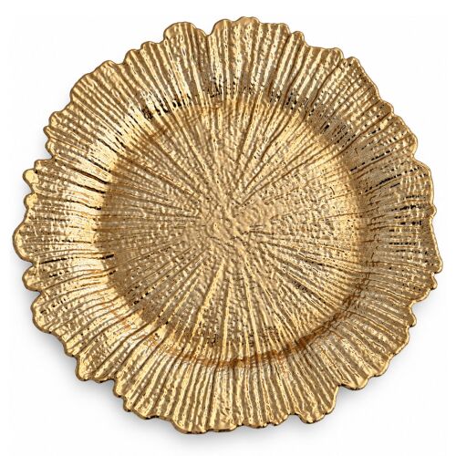Unterteller / Dekoteller "BLOOM" Goldfarbig Kunststoff ca.32,5cm