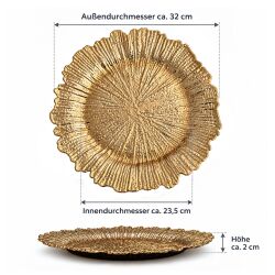 Unterteller / Dekoteller "BLOOM" Goldfarbig Kunststoff ca.32,5cm