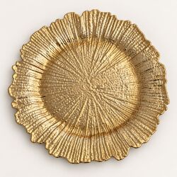 Unterteller / Dekoteller "BLOOM" Goldfarbig Kunststoff ca.32,5cm
