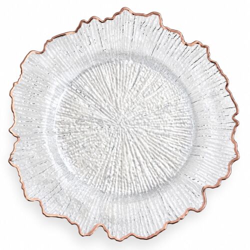 Unterteller / Dekoteller "BLOOM"Transparent Rosegold-farbig Kunststoff ca.32,5cm