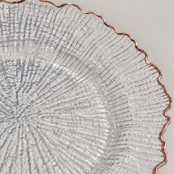 Unterteller / Dekoteller "BLOOM"Transparent Rosegold-farbig Kunststoff ca.32,5cm