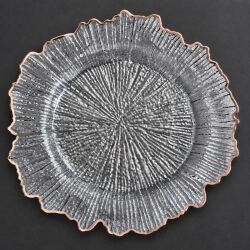 Unterteller / Dekoteller "BLOOM"Transparent Rosegold-farbig Kunststoff ca.32,5cm