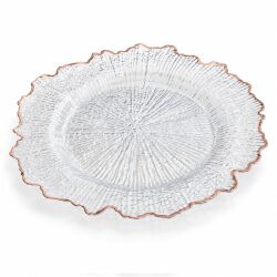 Unterteller / Dekoteller "BLOOM"Transparent Rosegold-farbig Kunststoff ca.32,5cm