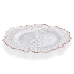 Unterteller / Dekoteller "BLOOM"Transparent Rosegold-farbig Kunststoff ca.32,5cm