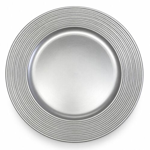 Unterteller / Dekoteller "CLASSIC" Silberfarbig-matt Kunststoff ca.32,5cm