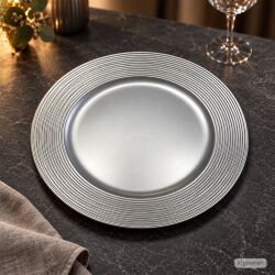 Unterteller / Dekoteller "CLASSIC" Silberfarbig-matt Kunststoff ca.32,5cm