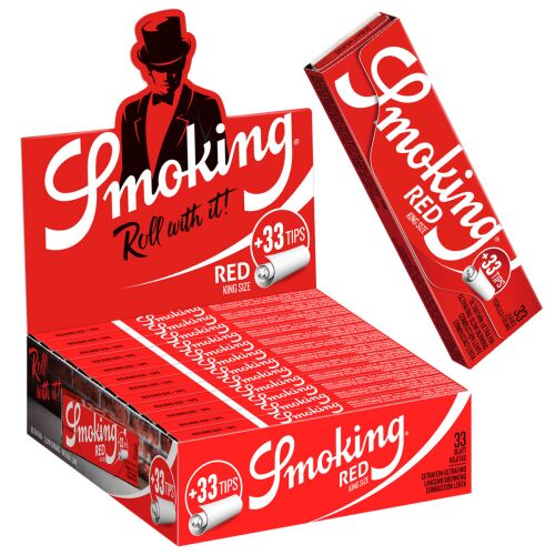 Smoking Paper K.S. RED  mit Filtertips 12er Box/33 Blatt + 33 Tips