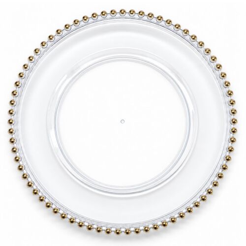 Unterteller / Dekoteller "Pearl" Transp. & Gold Kunststoff ca.31cm