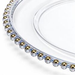 Unterteller / Dekoteller "Pearl" Transp. & Gold Kunststoff ca.31cm