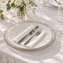 Unterteller / Dekoteller "Pearl" Transp. & Gold Kunststoff ca.31cm