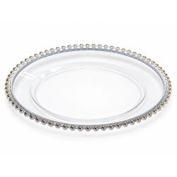 Unterteller / Dekoteller "Pearl" Transp. & Gold Kunststoff ca.31cm