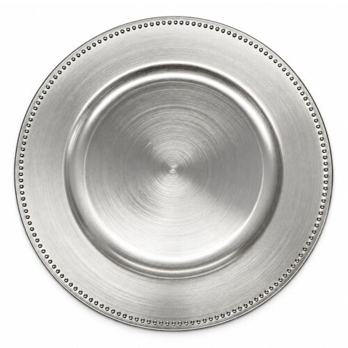 Unterteller / Dekoteller Kunststoff ca.32,5cm - glänzend silberfarbig