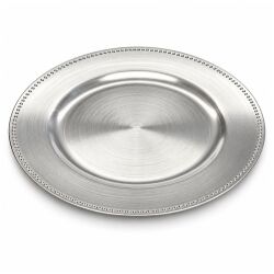 Unterteller / Dekoteller Kunststoff ca.32,5cm - glänzend silberfarbig