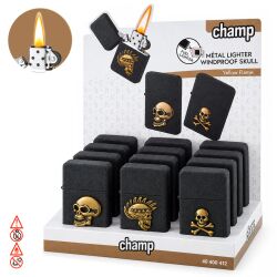 Benzinfeuerzeuge " Skull " Schwarz Champ