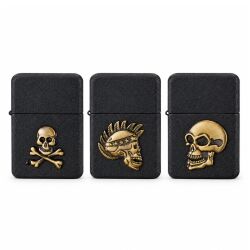 Benzinfeuerzeuge " Skull " Schwarz Champ