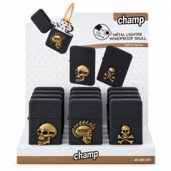 Benzinfeuerzeuge " Skull " Schwarz Champ