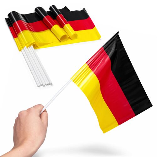 12er Set Deutschland Handfahnen / Stockfahnen