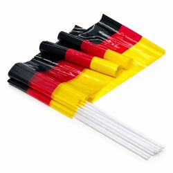 12er Set Deutschland Handfahnen / Stockfahnen