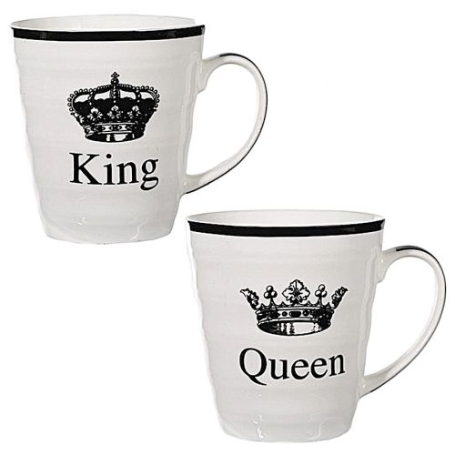 Becher King & Queen 2er Set Porzellan Tasse